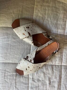 Spotted Cream and Gold Cross‑Strap Sandals by Either/Or
